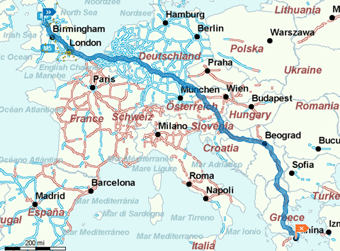 Route to athens map